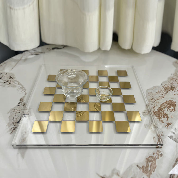 Elegant Decorative Glass Chessboard