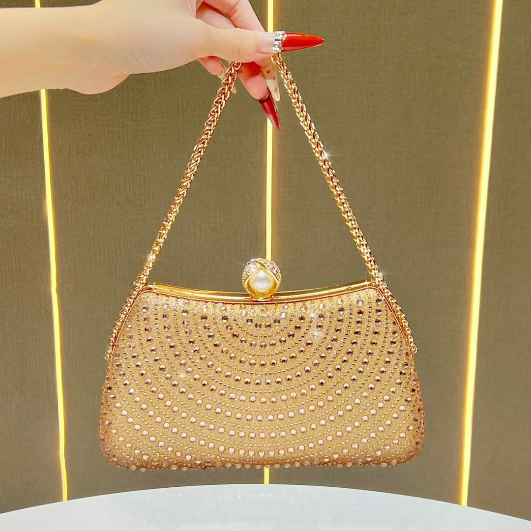 Decorative Crystal-Studded Evening Handbag