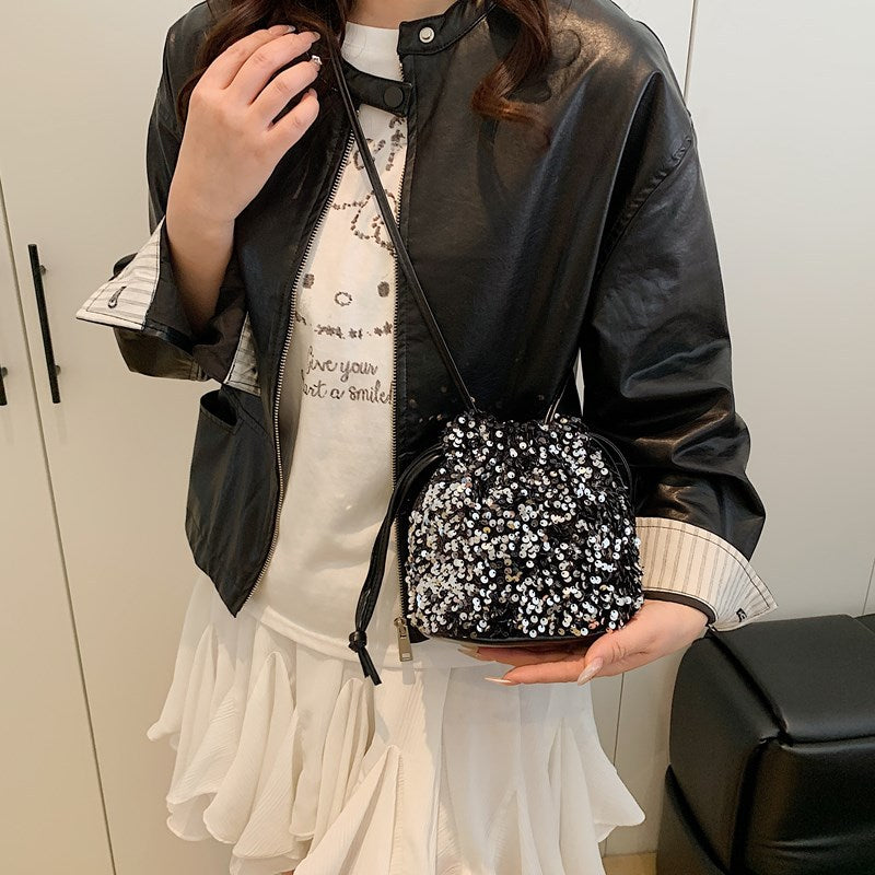 Glittery Sequin Drawstring Mini Bag Stornfield
