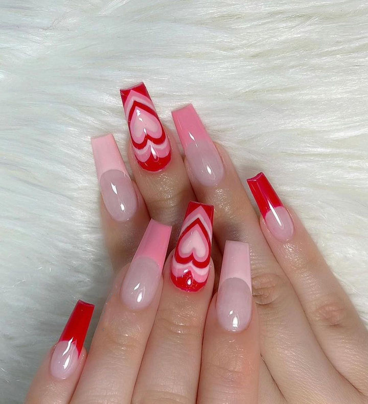 Artistic acrylic nails with heart design Stornfield