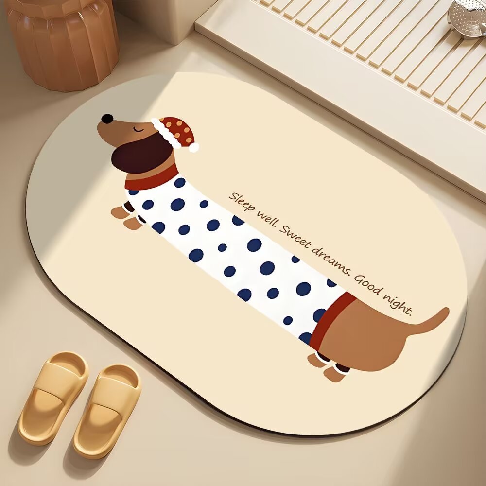 Whimsical Dog-Themed Bath Mat