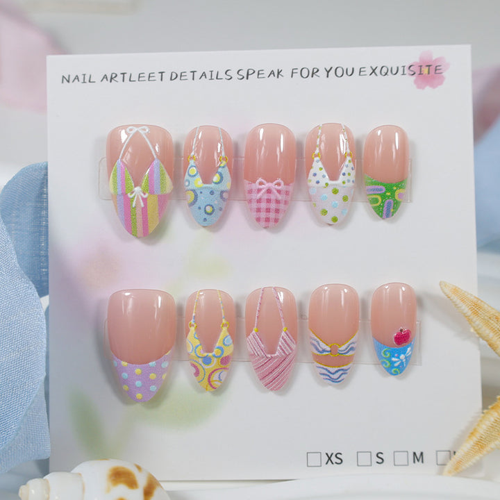 Acrylic nail set with summery bikini motifs Stornfield