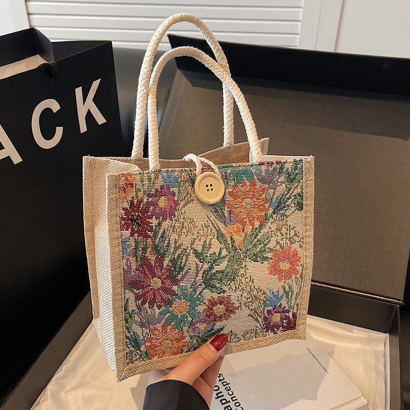 Decorative Floral Print Tote Bag
