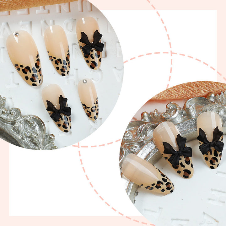 Chic Leopard Print Bow Press-On Nail Set Stornfield