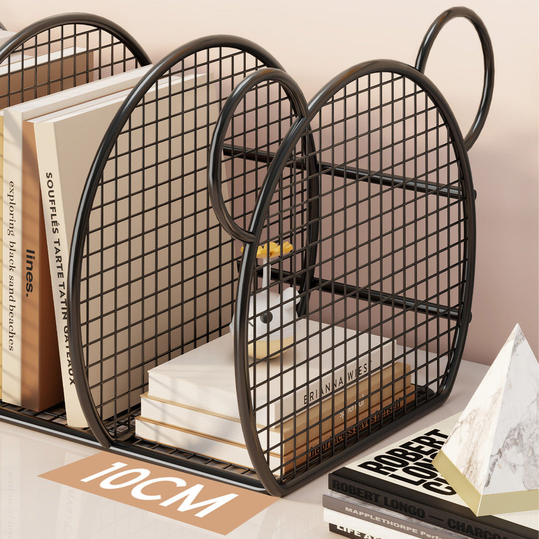 Desk Mesh Multi-Slot Book and File Organizer with Arched Dividers