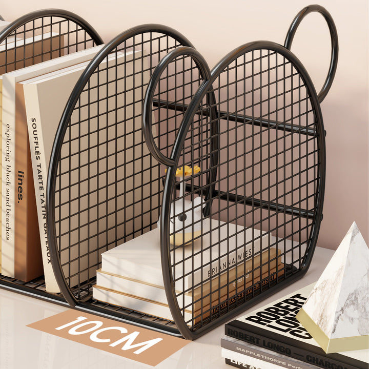 Desk Mesh Multi-Slot Book and File Organizer with Arched Dividers