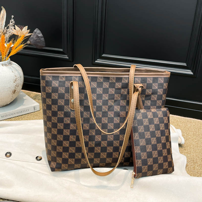 Checked Canvas Tote Bag