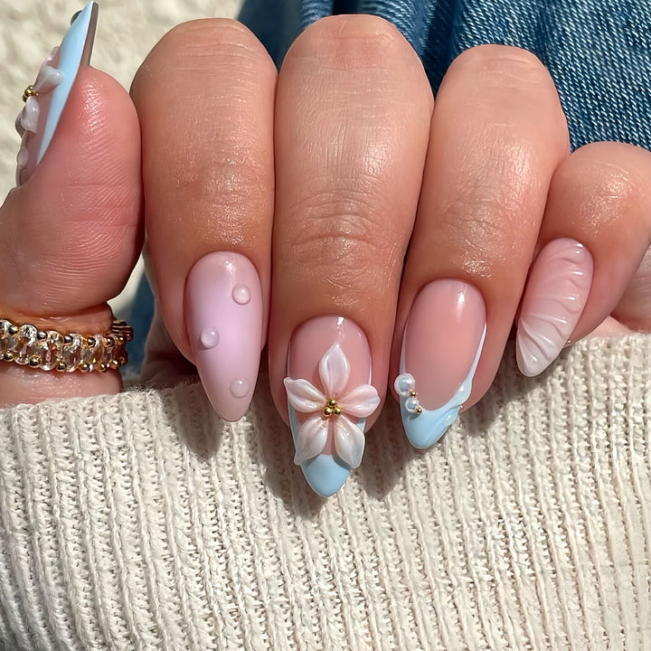 Artistic Floral Design Press-On Nail Set Stornfield