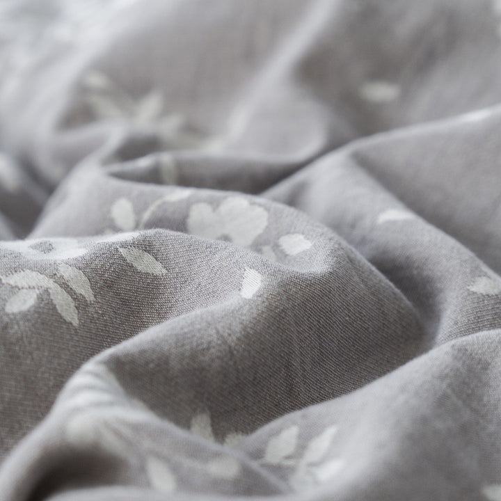 Bedding set in linen look with floral all-over print and fitted sheet