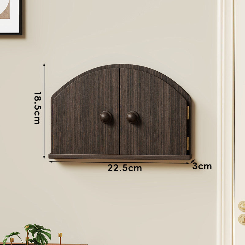 Wall-Mounted Arched Mini Storage Cabinet with Dual Doors and Narrow Display Shelf