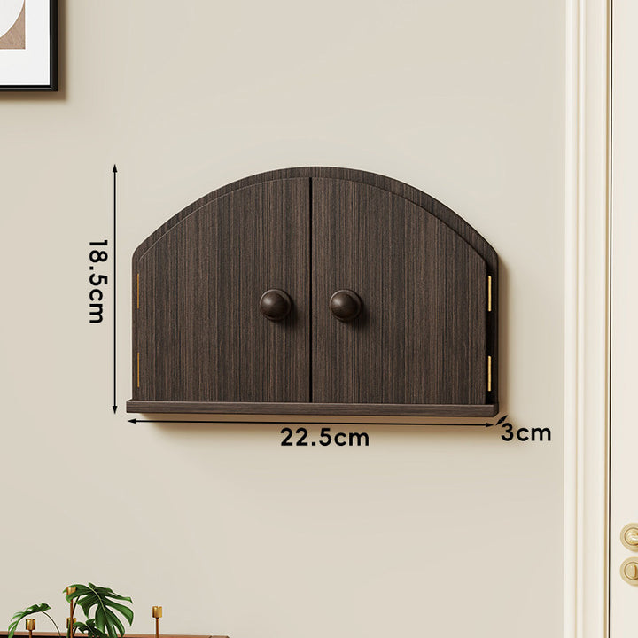 Wall-Mounted Arched Mini Storage Cabinet with Dual Doors and Narrow Display Shelf