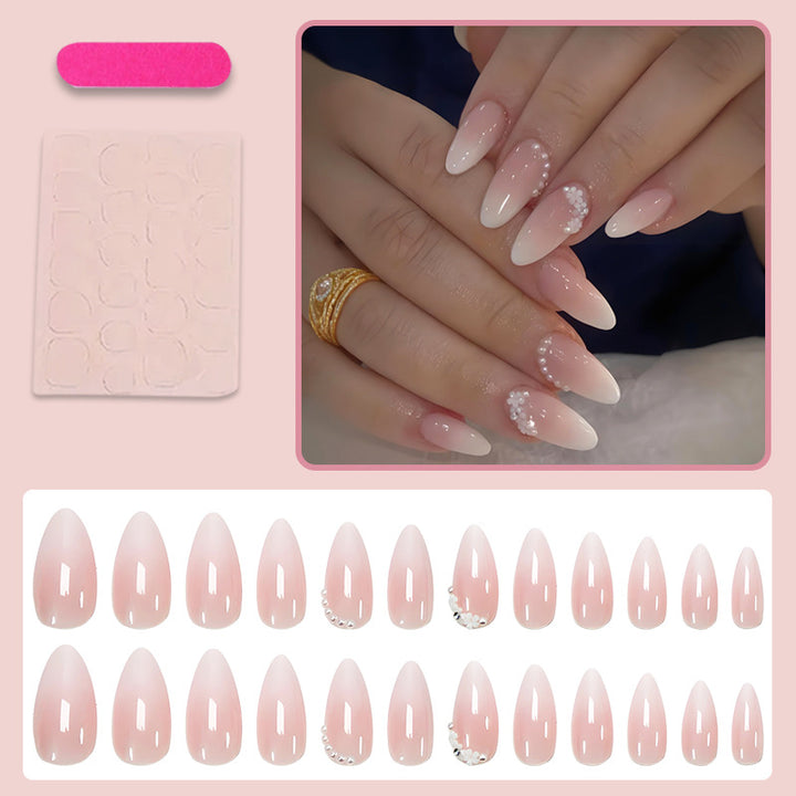 Artificial nail set with elegant ombre effects and glitter accents Stornfield