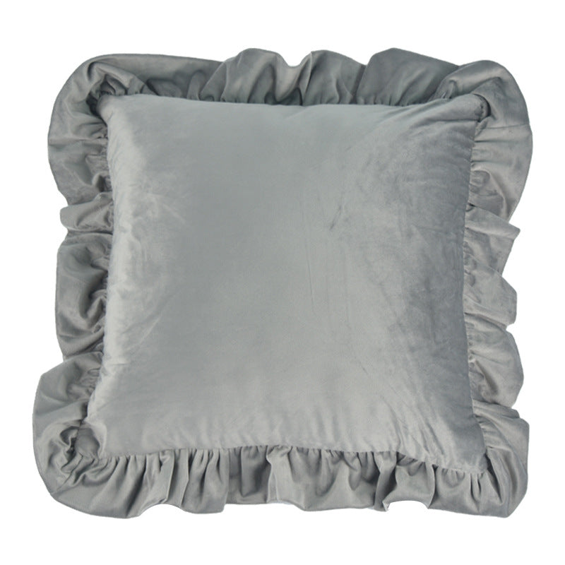 Plush Velvet Ruffled Rectangular Pillow Sham with Hidden Zipper
