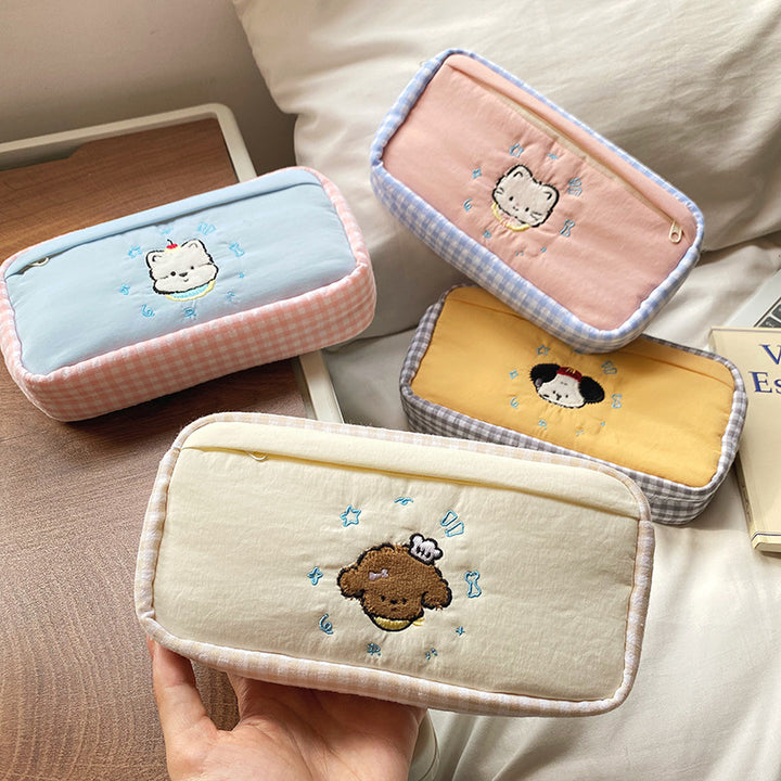 Handmade cosmetic bag with playful cat design Stornfield