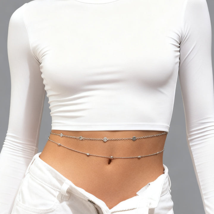 Double Layered Sleek Silver Chain Necklace Stornfield