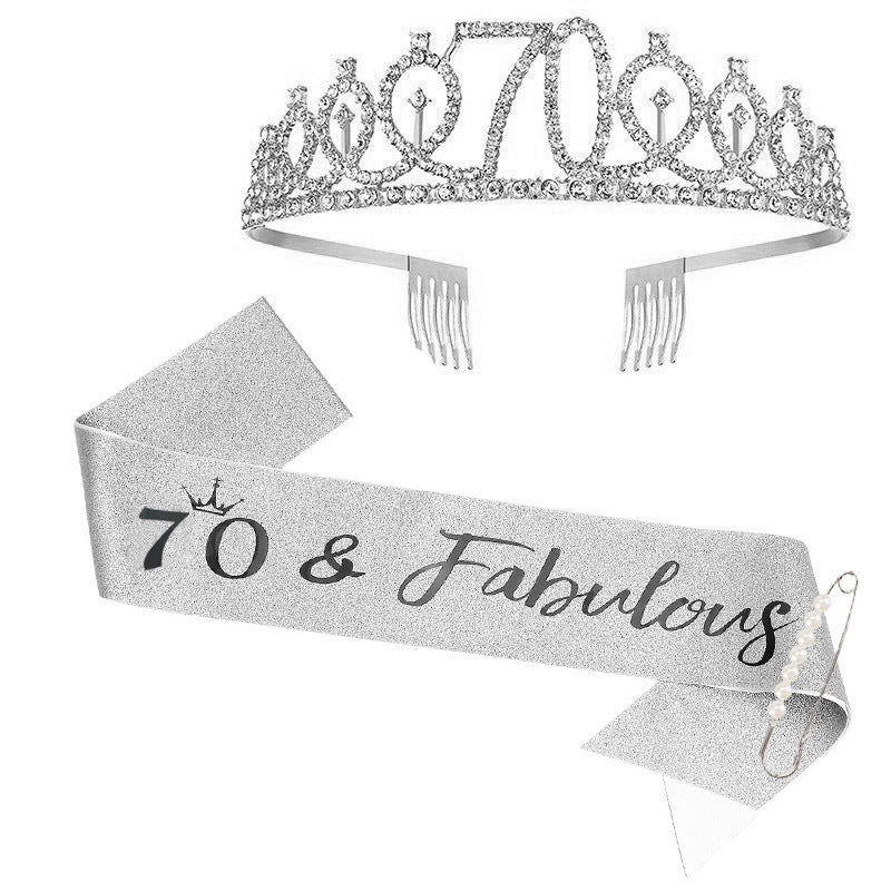 Ladies Sparkling Tiara with personalized 80th Birthday Inscription Stornfield