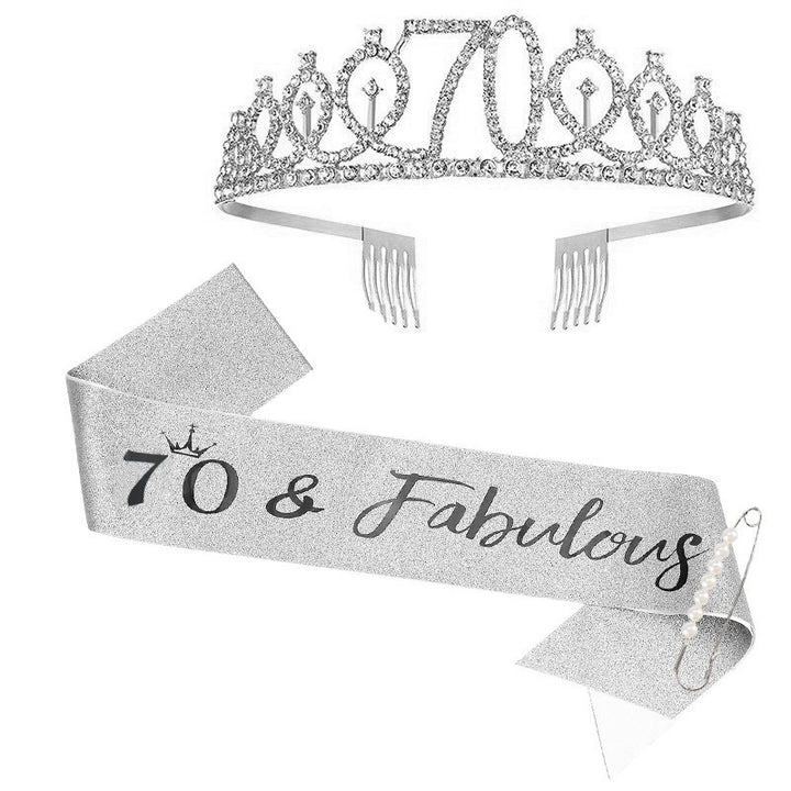Ladies Sparkling Tiara with personalized 80th Birthday Inscription Stornfield