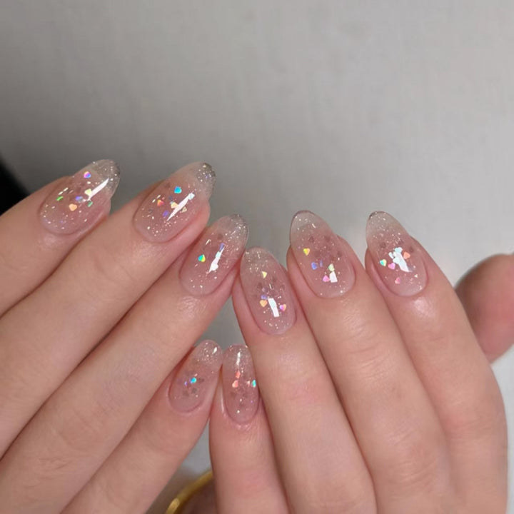 Glittering nail extensions with elegant V-design Stornfield