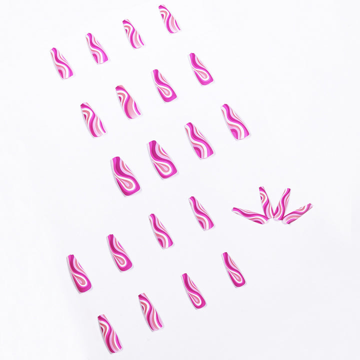 Artistic acrylic nails in ombre design with modern wave patterns Stornfield