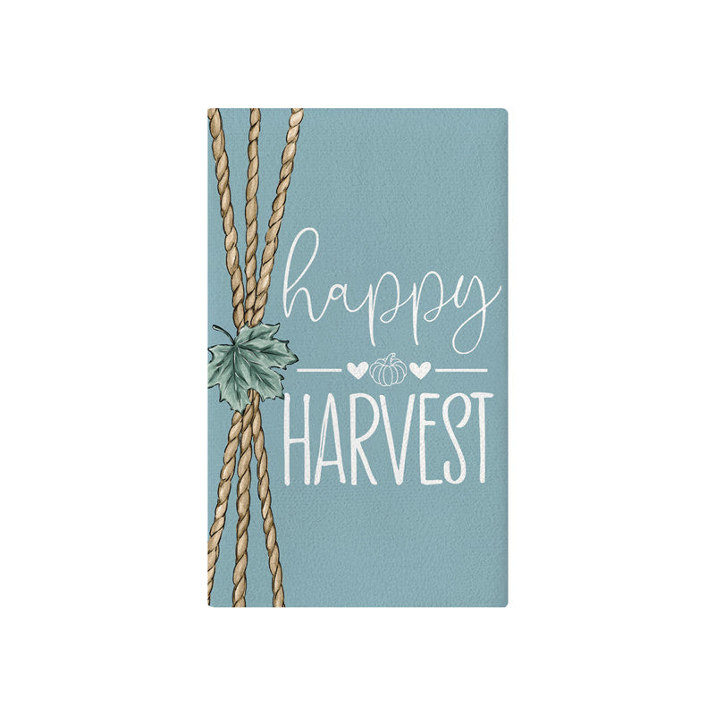 Vertical Buffalo Check Autumn Garden Banner with Painted Pumpkin Illustration