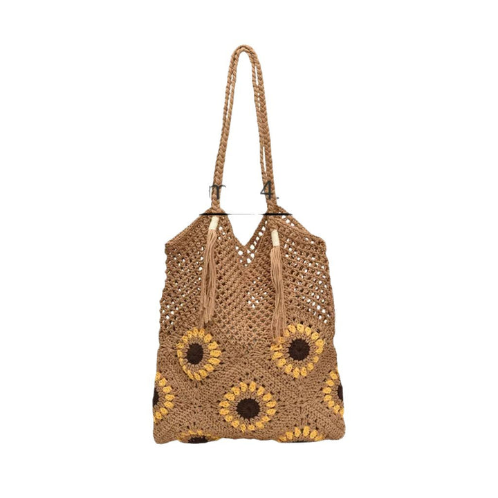 Large and Flexible Bag Made of Natural Material with Flower Pattern Stornfield