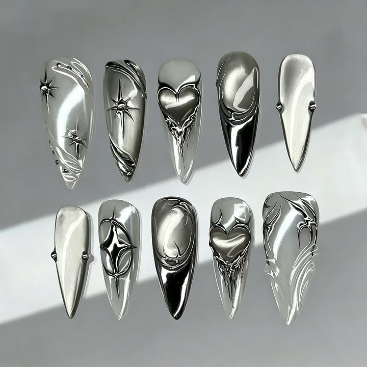 Artistic Metallic Press-On Nail Set