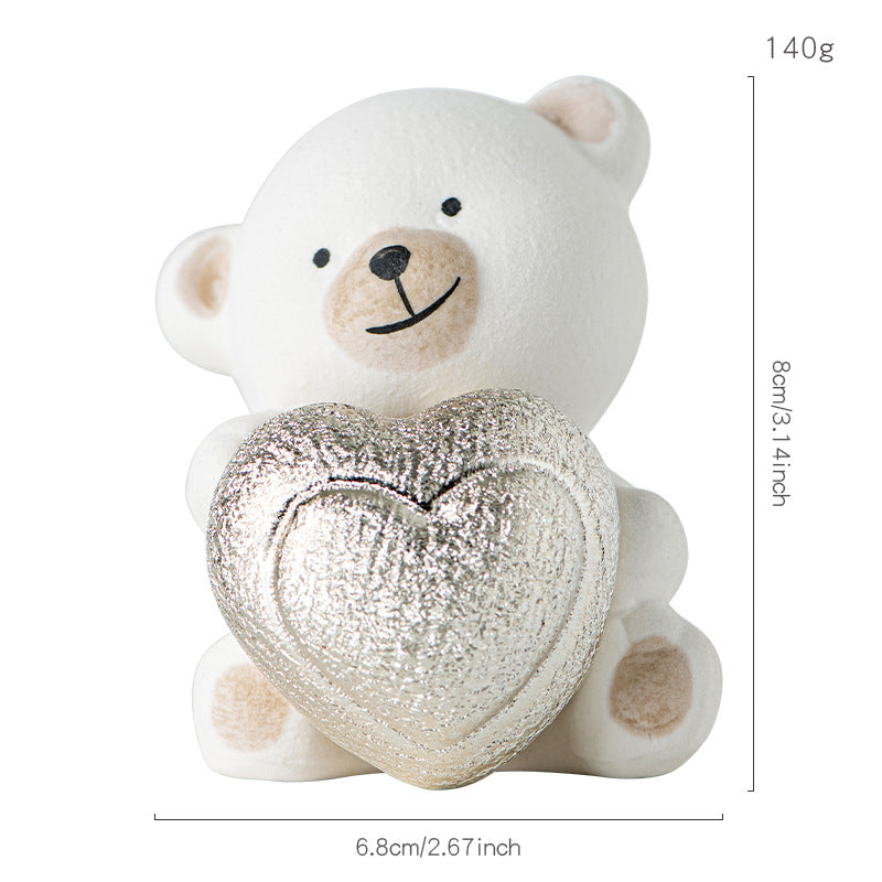 Kawaii Bear Figurine with Heart Stornfield