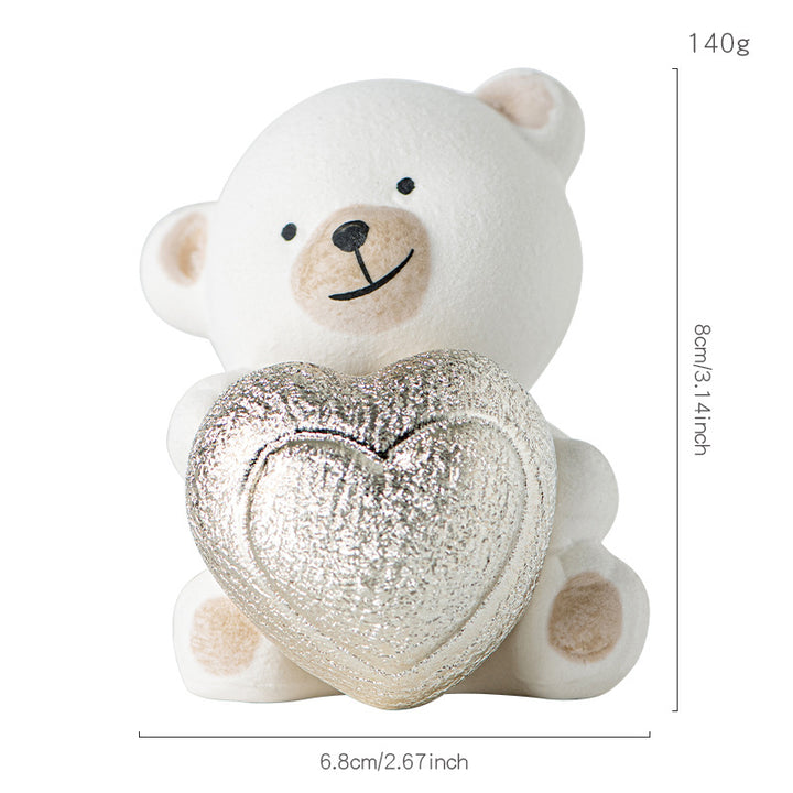 Kawaii Bear Figurine with Heart Stornfield