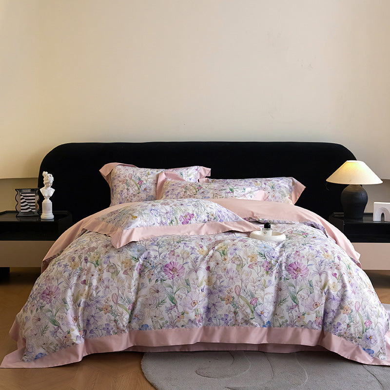 Luxury Floral Cotton Sateen Duvet Cover Set
