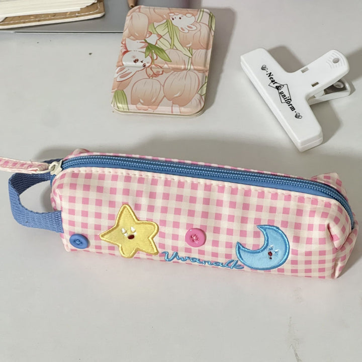 Quilted Cartoon-Themed Zipper Pencil Case