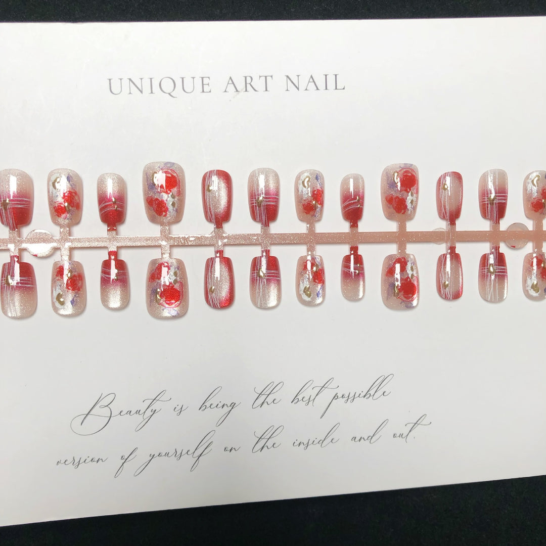 Decorative Floral Art Press-On Nail Set