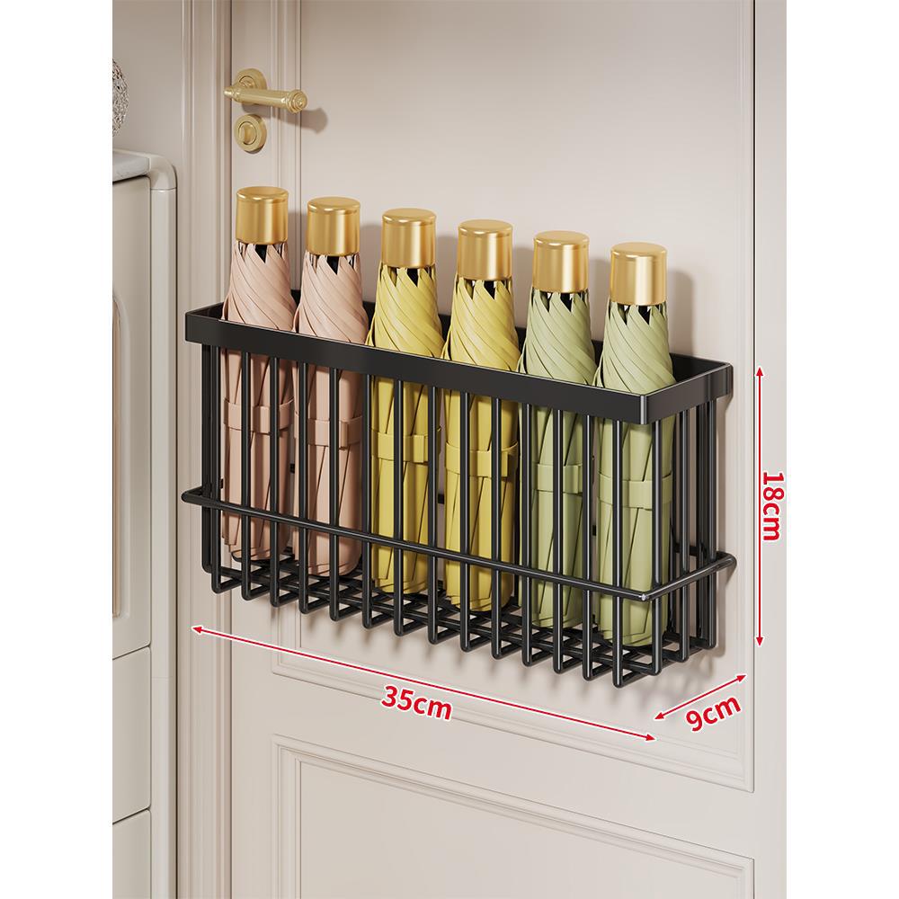 Wall-Mounted Metal Umbrella Organizer for Collapsible Umbrellas
