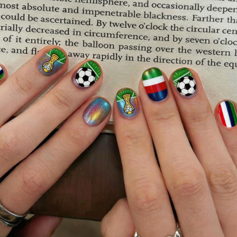 Creative nail art design with football motifs Stornfield
