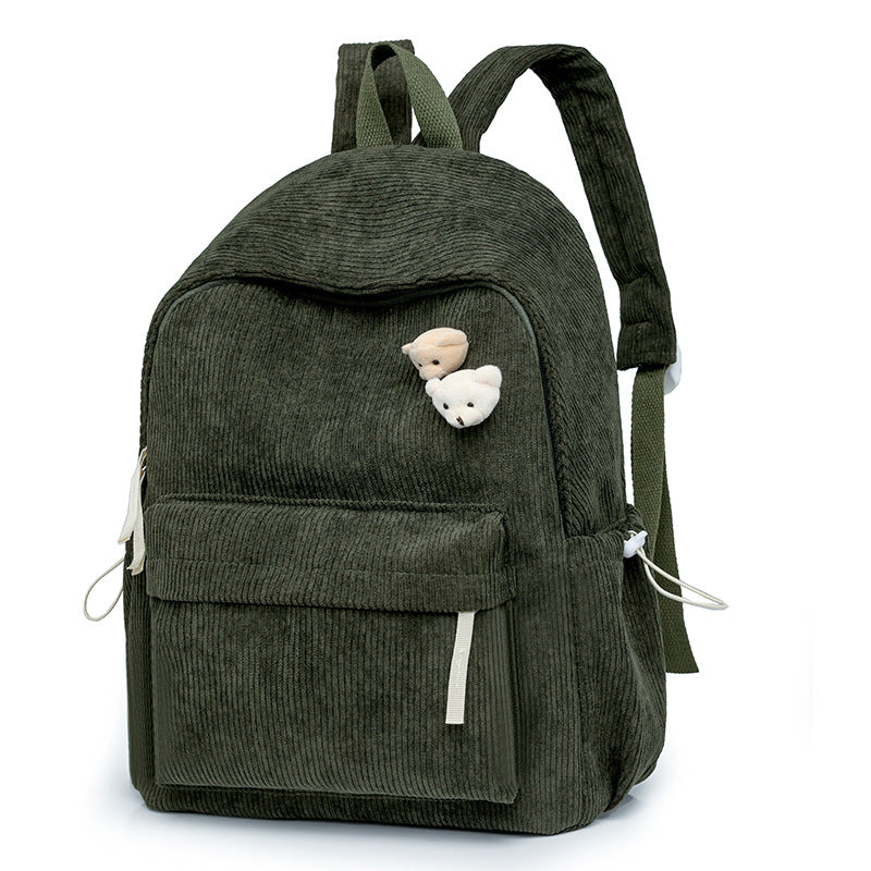 Corduroy Textured Casual School Backpack Stornfield