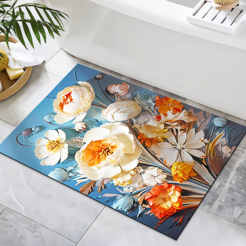 Textured Floral Design Bath Mat Stornfield
