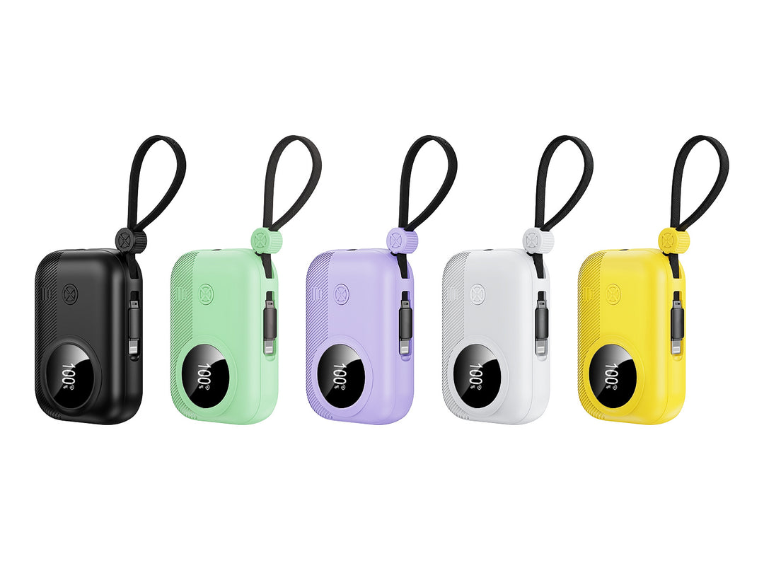 Compact power bank with integrated charging plug and digital humidity indicator Stornfield