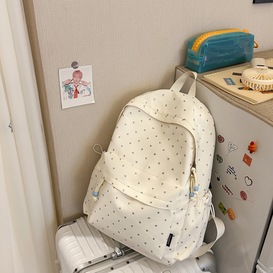 Playful Heart-Printed Backpack Stornfield