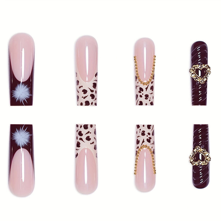 Artistic Leopard and Floral Press-On Nails Stornfield