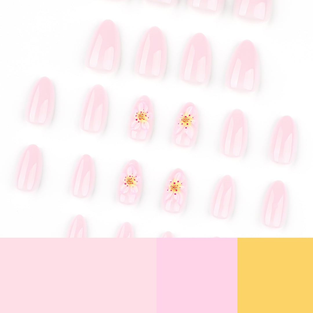 Artful Nail Extensions with Delicate Flower Designs Stornfield
