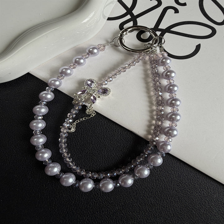 Elegant Pearl and Crystal Charm Phone Lanyard Stornfield