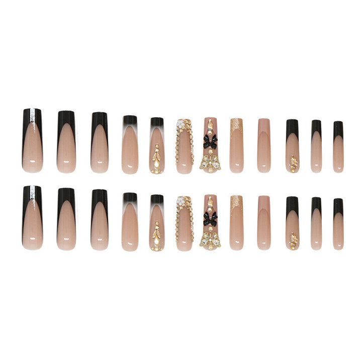 Artificial nail set with elegant 3D decorations and crystal accents Stornfield