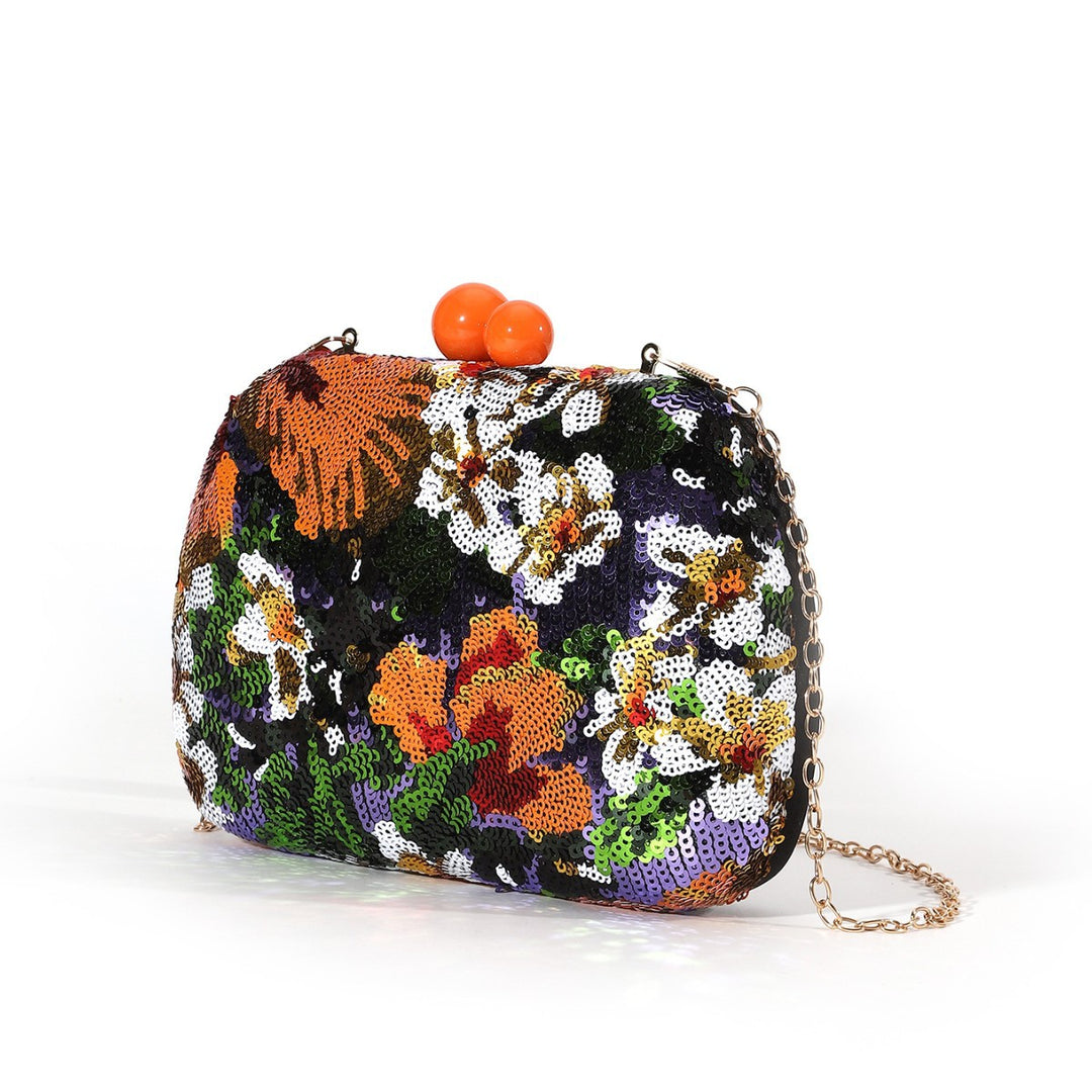 Sequin Floral Clutch