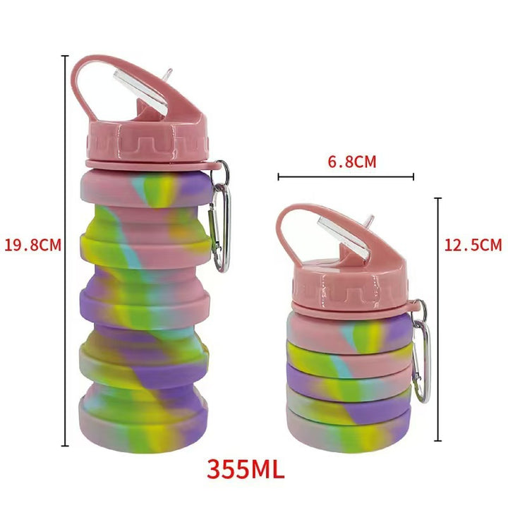 Women's foldable silicone drinking bottle with carabiner Stornfield
