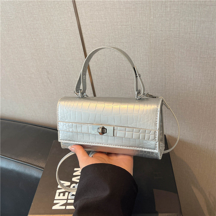 Crocodile-Patterned Structured Handbag