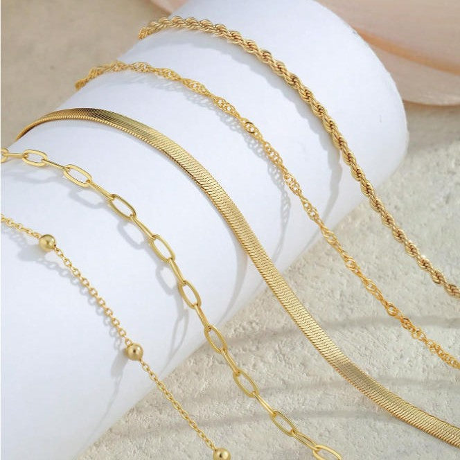 Layered Silver Chain Bracelet Set Stornfield