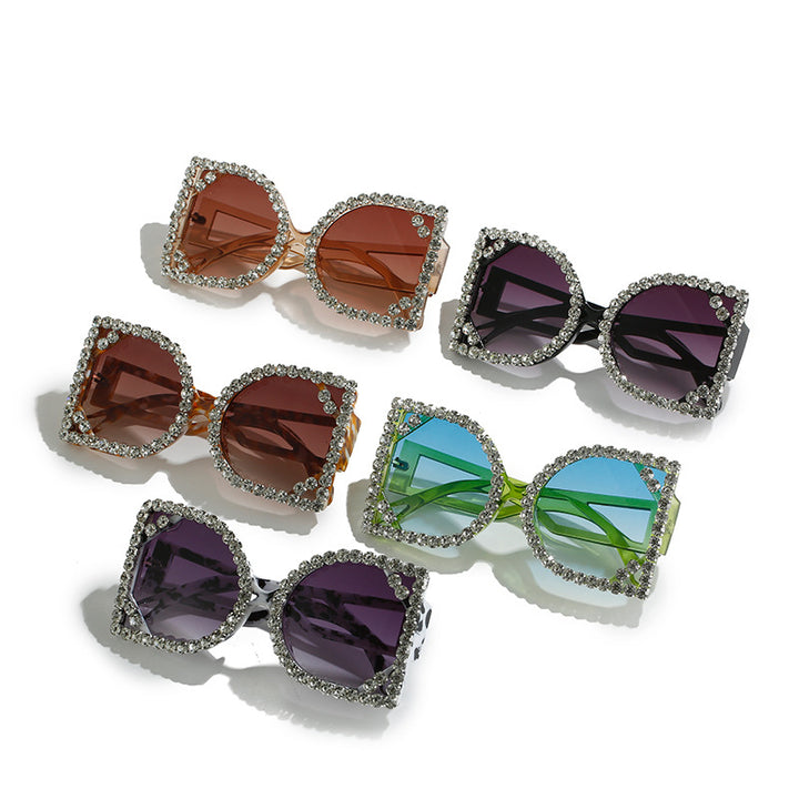Statement Rhinestone-Embellished Hexagonal Sunglasses Stornfield