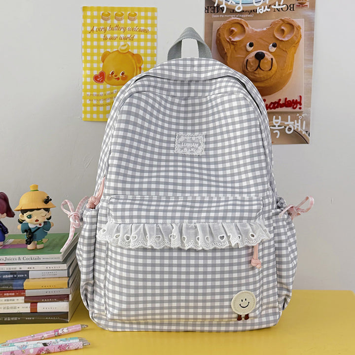 Cute Gingham Print Backpack Stornfield