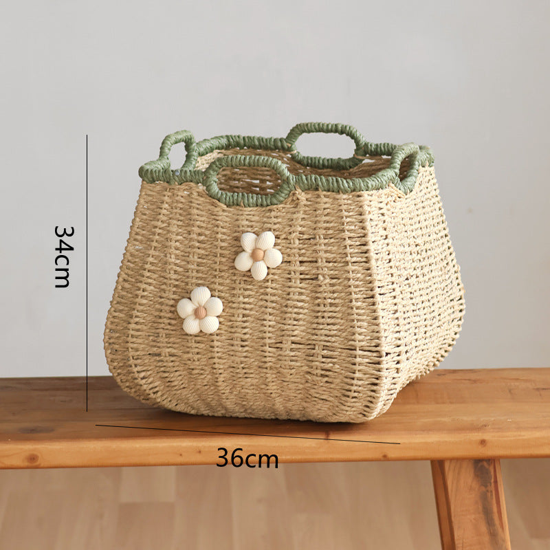 Handcrafted basket with flower appliqué Stornfield