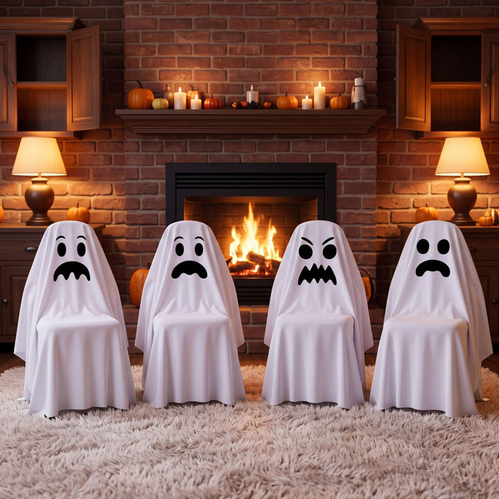 Ghost Throw Costume with Sewn-On Eyes and Bow Appliqué