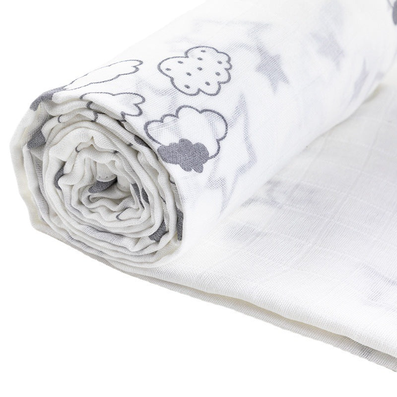 Soft Muslin Baby Blanket with Stars and Clouds Print Stornfield